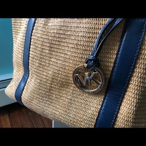 Michael Kors bag navy Blue and straw